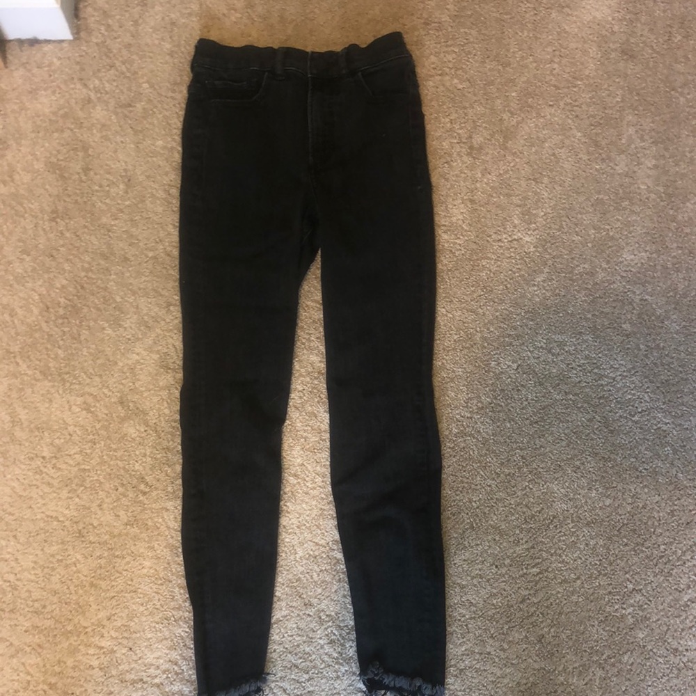 COPY - Black express skinny jeans with fringed end